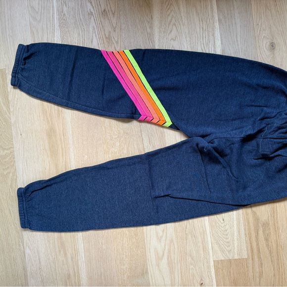 Aviator Nation Dark Gray Joggers with Rainbow Stripes - Picture 5 of 7